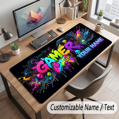 Neon Colorful Theme Customized Mouse Pad Personalized Print Name Text Desk Mat For Home Office Table Decor