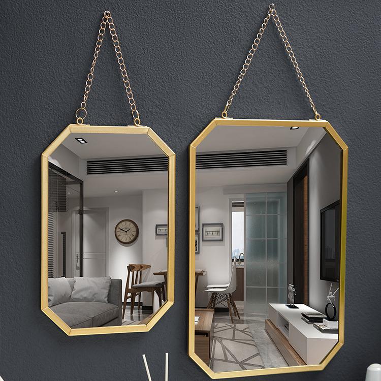 Nordic Wrought Iron Wall-Mounted Vanity Mirror for Bathroom or Dormitory
