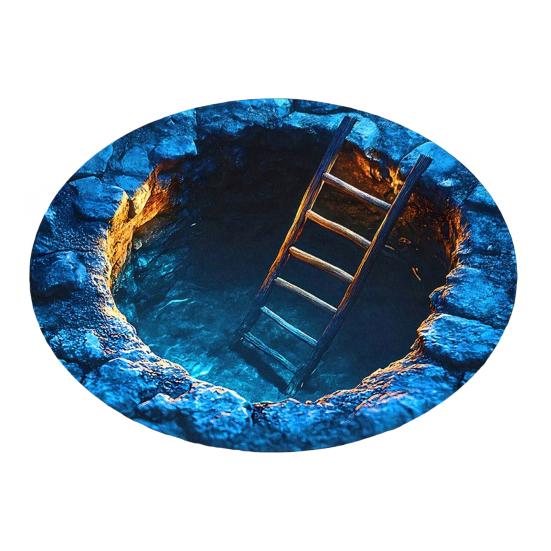 Round 3D Hole Rug Realistic Optical Illusion Floor Mat Machine Washable Non-Slip Bedroom Area Rug for Entrance Living Room