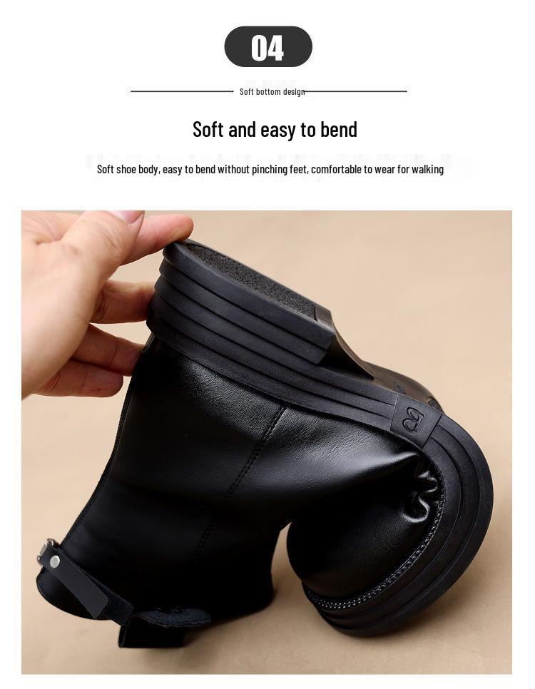 Women's Versatile Fleece-Lined Chelsea Boots: Thick-Soled, Soft, Ankle-High Fashion in New British Style.