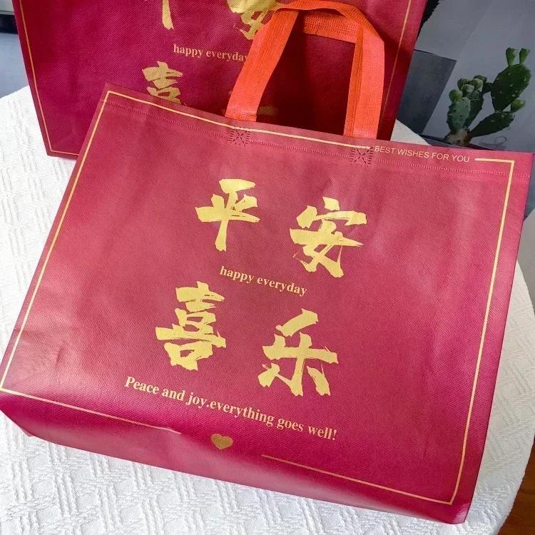 10pcs Non-woven Fabric Handbag Film Covering Waterproof Shopping Bags Strong Handle Package Bag Clothing Gift Pack Portable Bags