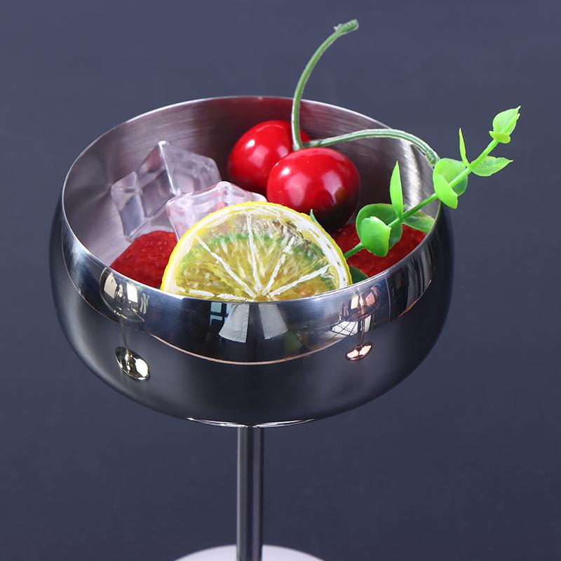 304 Stainless Steel Goblet Cocktail Glass Unbreakable Red Wine Cup Flute Cup Bar Martini Cup Metal Tall Champagne Glass