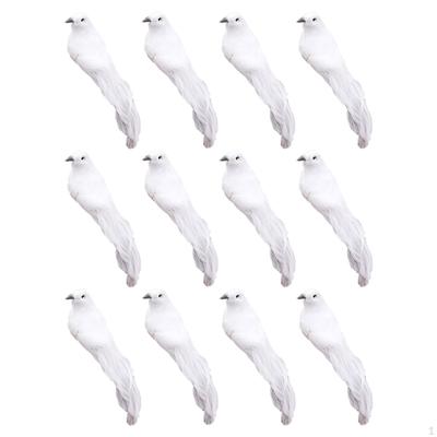 12x Świąteczny Model Gołębia z Pianki Symulacyjnej Mini Sztuczne Ptaki DIY Realistyczne Figurki Ptaków na Ślub