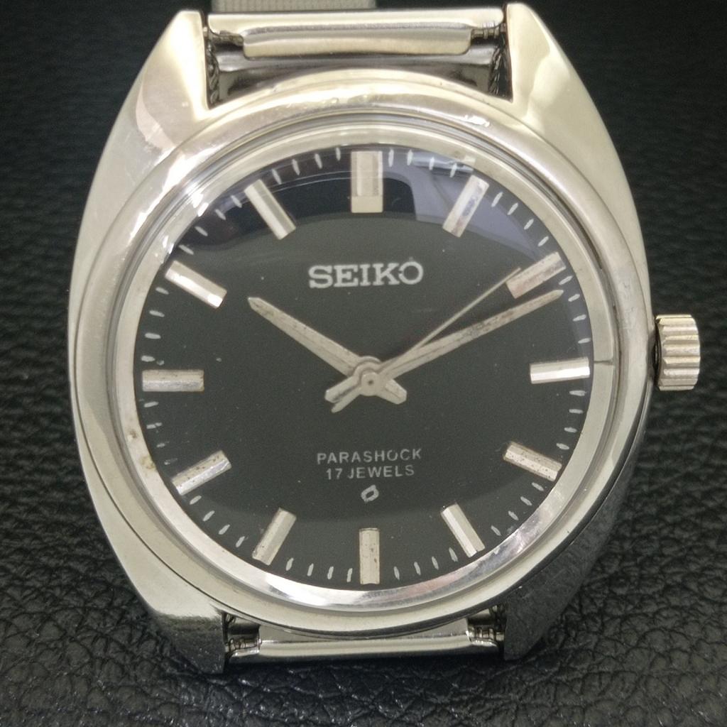 JAPAN VINTAGE SEIKO HAND-WINDING 66B MENS BLACK COLOR DIAL WATCH a703918-1 R213g-a703918