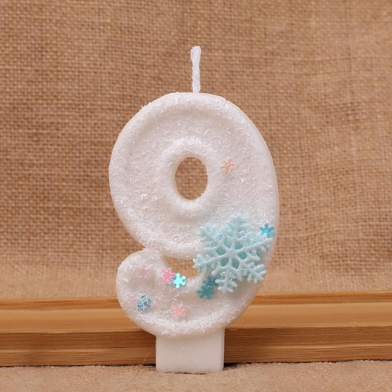 Glitter Snowflake Number Candles Kids Girls Frozen Birthday Party Cake Topper Decoration Supplies 0-9 Digital Baby Shower Gift