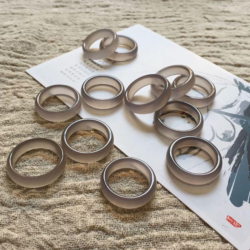 Ice-Type White Brazilian Agate Jade Ring Band
