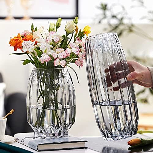 Set of 2 30cm Clear Glass Vases, Flower Bases, Glass Bottles, Perfect for Arranging Flowers, Hydroponics, Ikebana, and Artificial Flowers, Stylish and