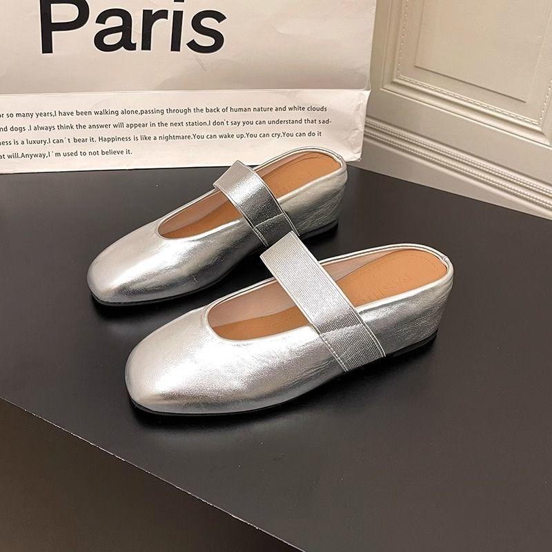 Huanji New Wind Direction Niche Spring and Autumn 2025 New Design Fairy Wind Round Head Elastic Band Mary Jane Baotou Tow