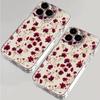 Rote Kleine Blume Muster Klare Handyhülle für iPhone 17 Pro Max 16 15 Pro 14 13 12 11 XR 17Air 16 Plus Silikonhülle