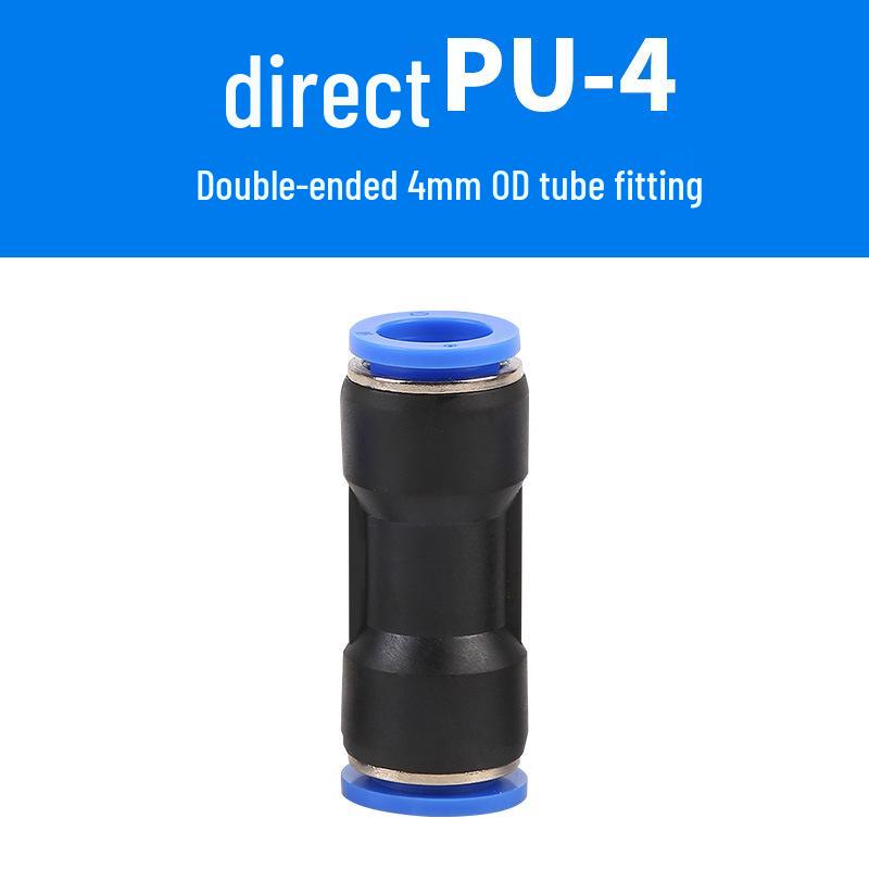 Straight Quick Push-In Pneumatic Air Tube Connector, PU Sizes 6-16, Plastic Two-Way Joint