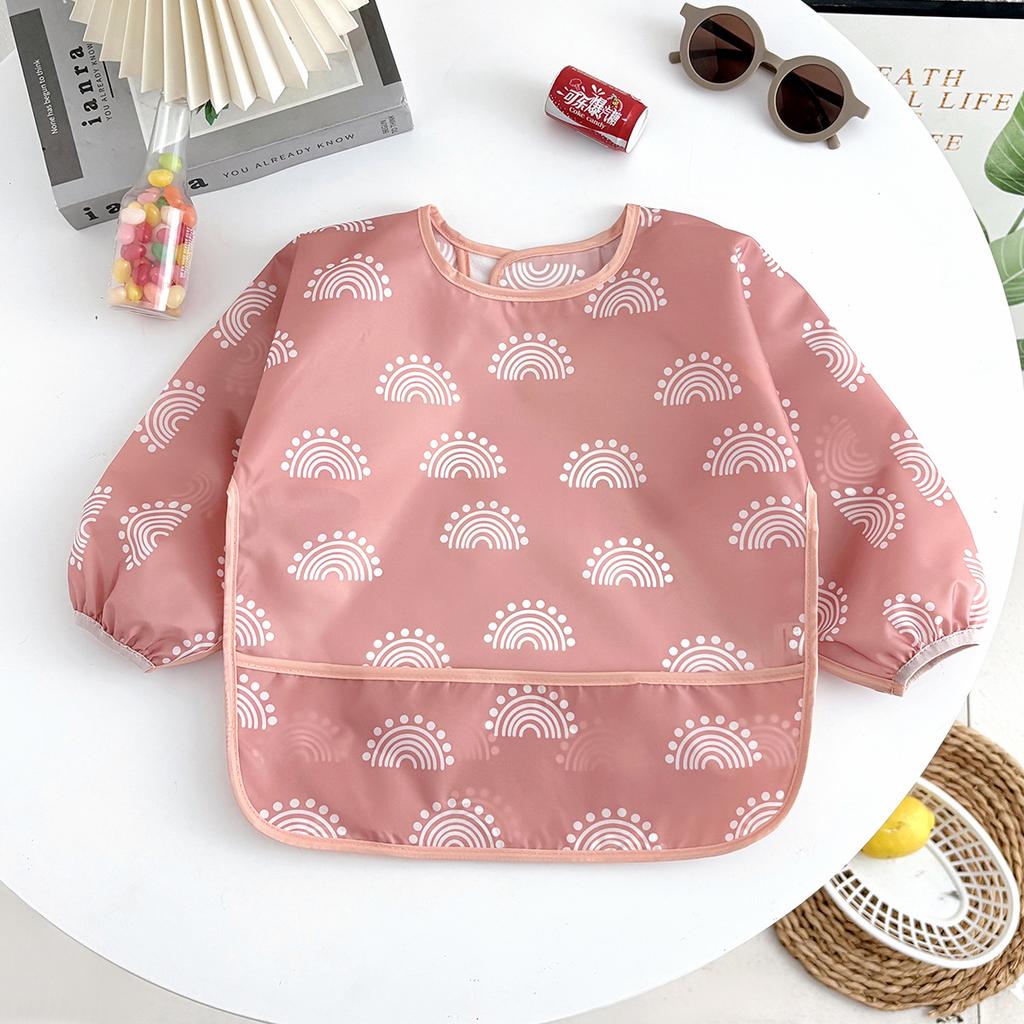 New Baby Bibs Cute Colorful Cartoon Waterproof Bib Infant Eating Children Drawing Long Sleeve Apron Self Feeding Baby 0-3 Years