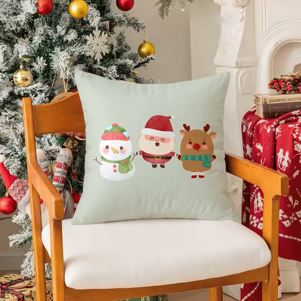 

Merry Christmas Pillow Case Holiday Happy Atmosphere Short Plush Double-sided Printing Home Cushion Cover 30cmx30cm