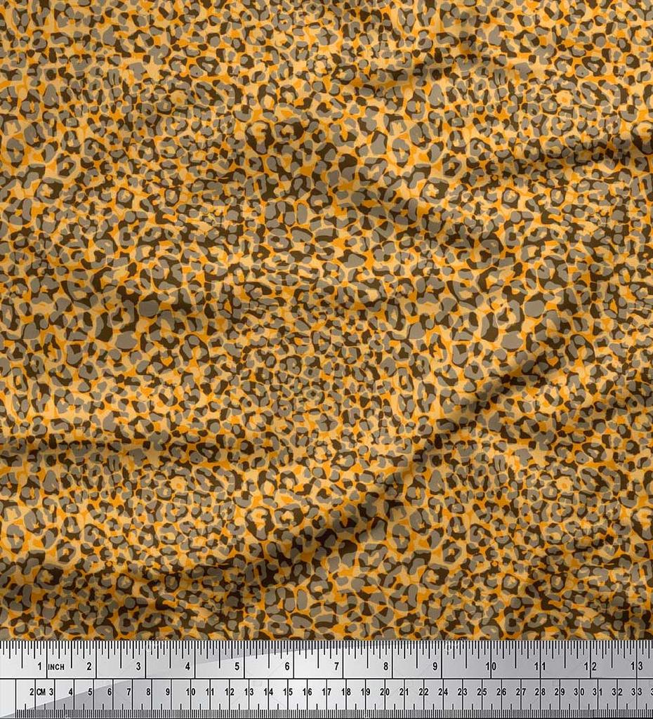 Soimoi Japonská krepová saténová látka Leopardí zvířecí potisk Šicí látka metr 42 palců
