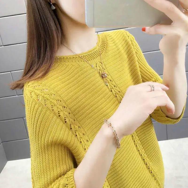 

Женский зимний свитер, пуловер, свободный короткий свитер, ажурный, с длинным рукавом, трикотаж XS