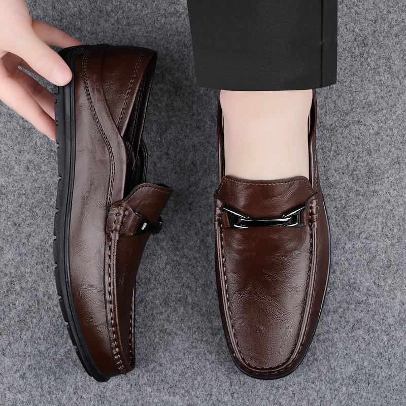 Brand Business Shoes Classic All-match Leather Shoes Men's Low Heel Loafers Shoes Comfortable and Breathable Wedding Footwear