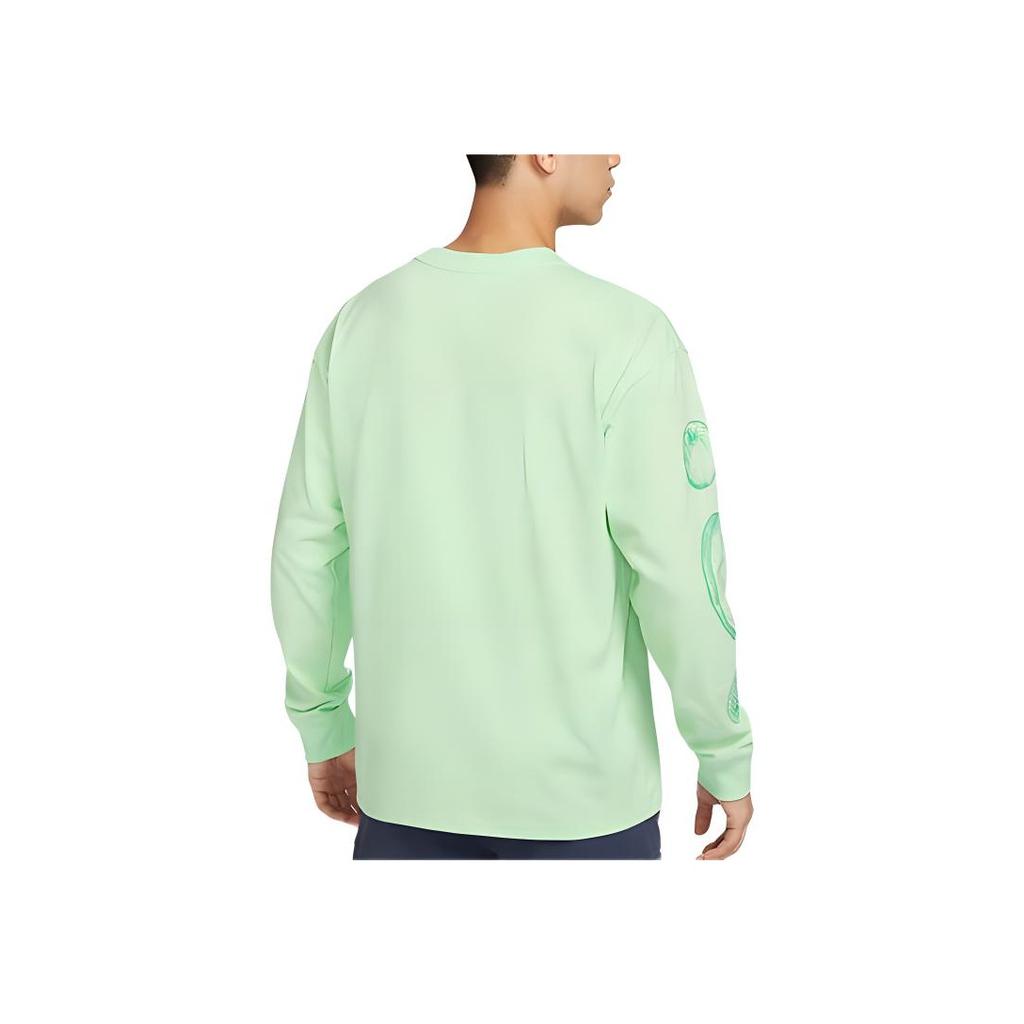 Nike Comfortable Casual Fruit Print Crew Neck Sports Knit Long Sleeve T-Shirt Men Tops Teal FV3489-376