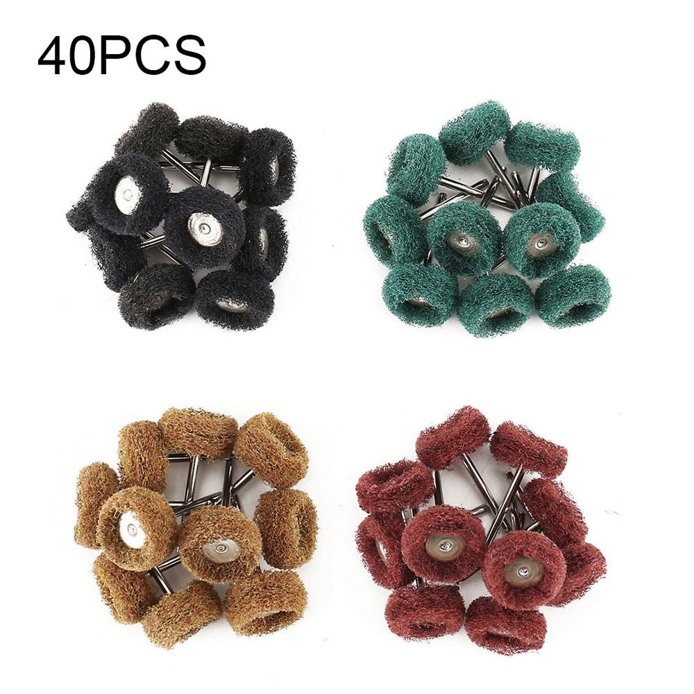 40/80 PCS Mini Drill Abrasive Brush Nylon Fiber 25mm Polishing Wheel 3mm Shank for Dremel Accessories Tools Glass Metal Buffing