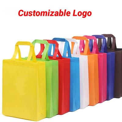 10pcs Color Non-woven Shopping Tote Bags Cloth Fabric Eco-friendly Storage Reusable Large Pouches Custom Logo(Extra Fee)