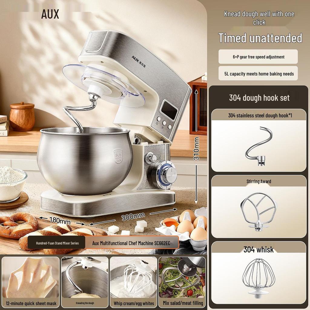 Oakes Multifunctional Chef Machine: Automatic Dough Mixer, Whipping, Kneading, Slicing, Juicing, and Extruding.