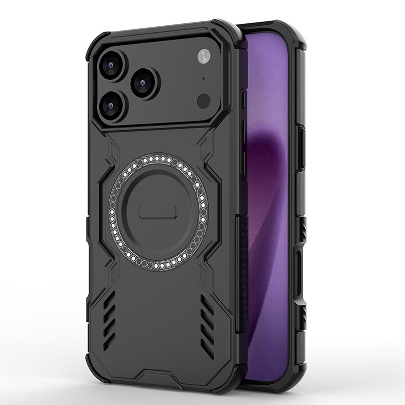 

Magnetic Armor Case For iPhone 17 Pro Max Hybrid TPU+PC Shockproof Bumper Cover For iPhone 16 15 Pro Max 14 13 11 For iPhone 17 чёрный