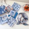 Flower Cotton Linen Print Scarves Floral Printed Silk Scarf Retro Square Handkerchief  Vacation