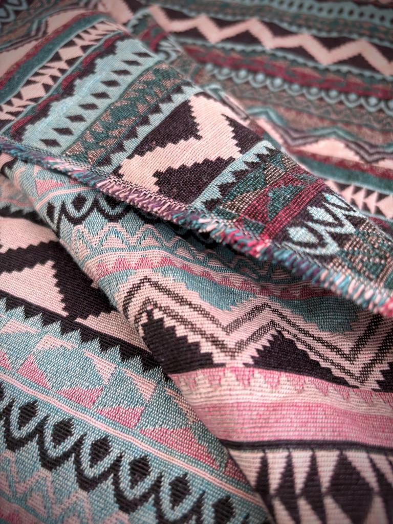striped native Ortega craft handmade bag denim and other projects Ethnic-style fabric, 2m, scraps, pattern, design, supplies, making, remake, (pink