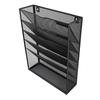 Wall Mount File Organizer with Bottom Tray 5 Tier Vertical Hanging Storage Holder for Office and Home Black