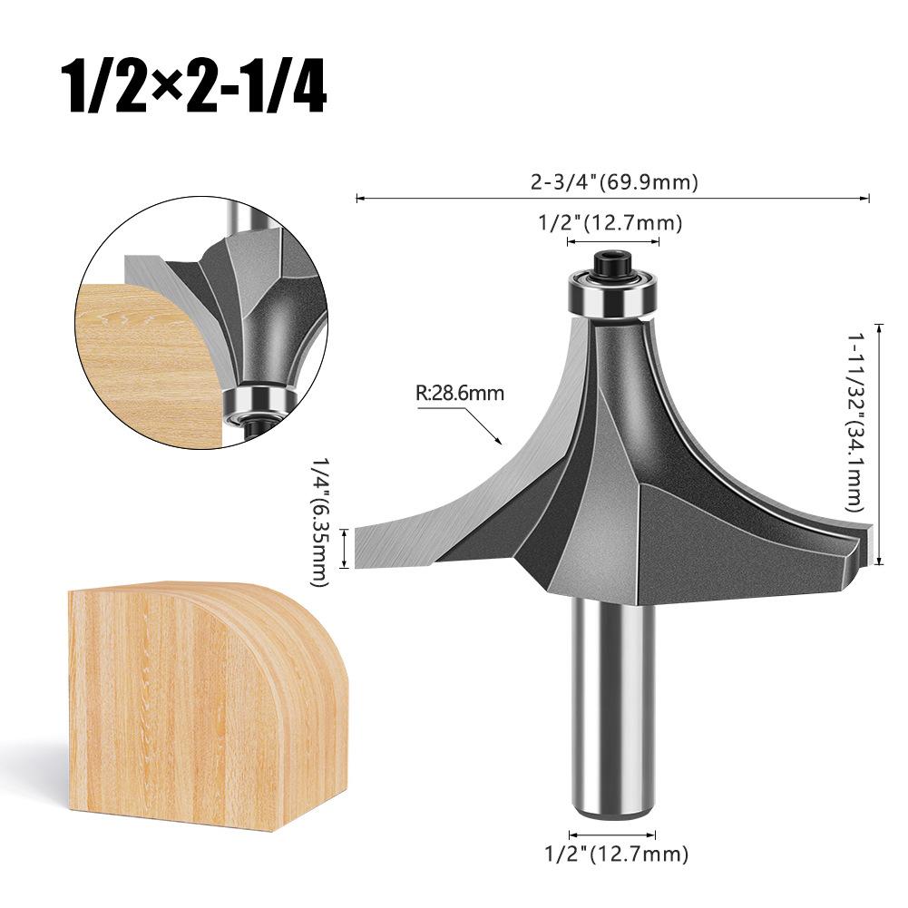 1/2 Handle Fillet Cutter Chamfering Milling Cutter, Commonly Used Fillet Cutter Preferably Tungsten Steel Alloy Fillet Cutter Trimming Machine Tool