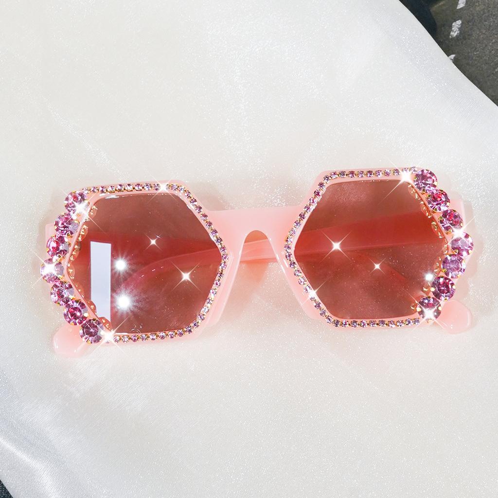 Fashionable Geometric Frame Glasses With Rhinestone Embellishments For Party And Everyday Sunglasses