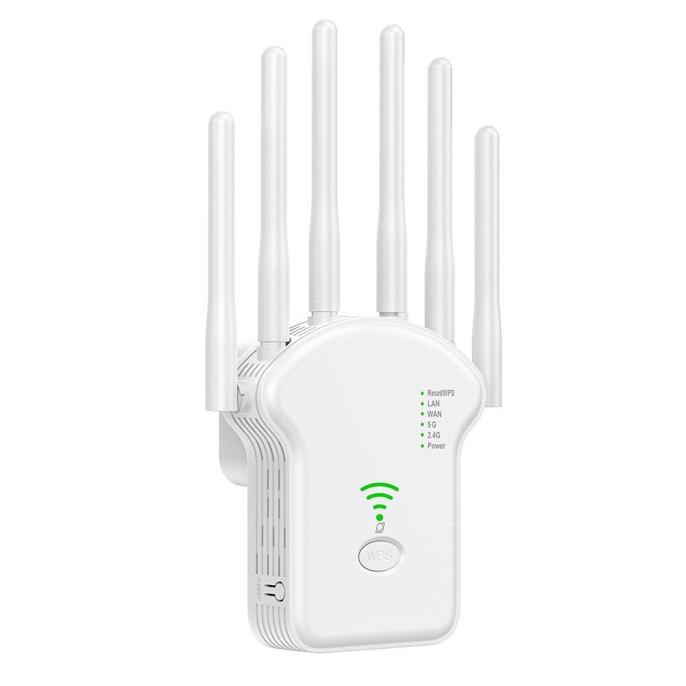 300Mbps/1200Mbps WiFi Signal Repeater Dual-Band 2.4G 5G Antenna Network Amplifier with LAN/WAN Port WPS Router for Home Office