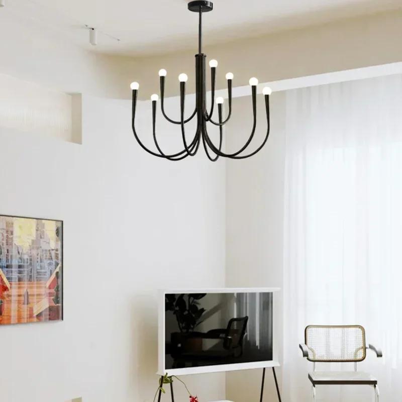 Nordic Luxury Living Room Candle Pendant Light American Iron LED Pendant Light Bedroom Lighting Dining Room Home Decoration