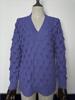 European & American Winter V-neck Hollow Feather Knit Sweater for Women