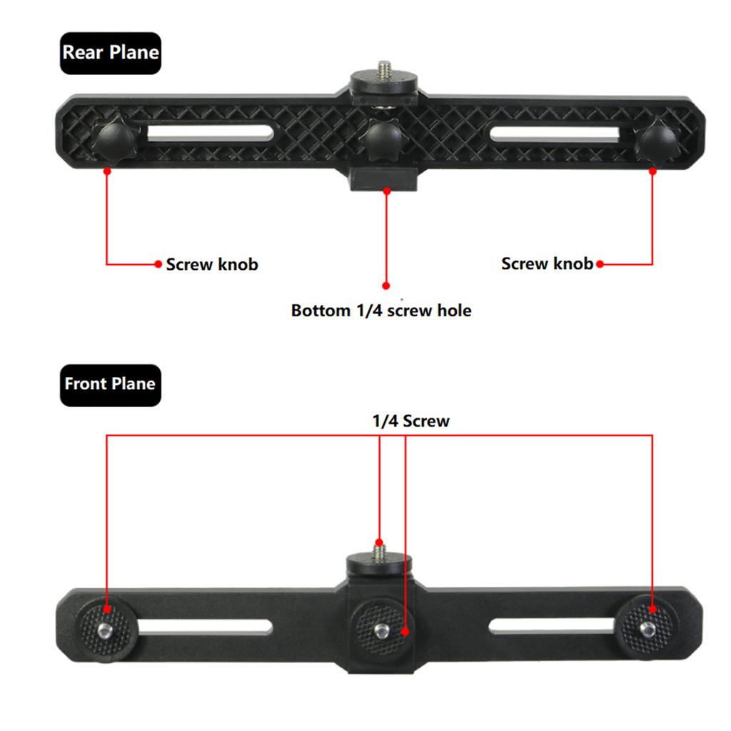 Smartphone Mount Double Clip Tripod Adjustable Movable Crossbar Clip for Living Stream Video Recording Selfie Holder Part