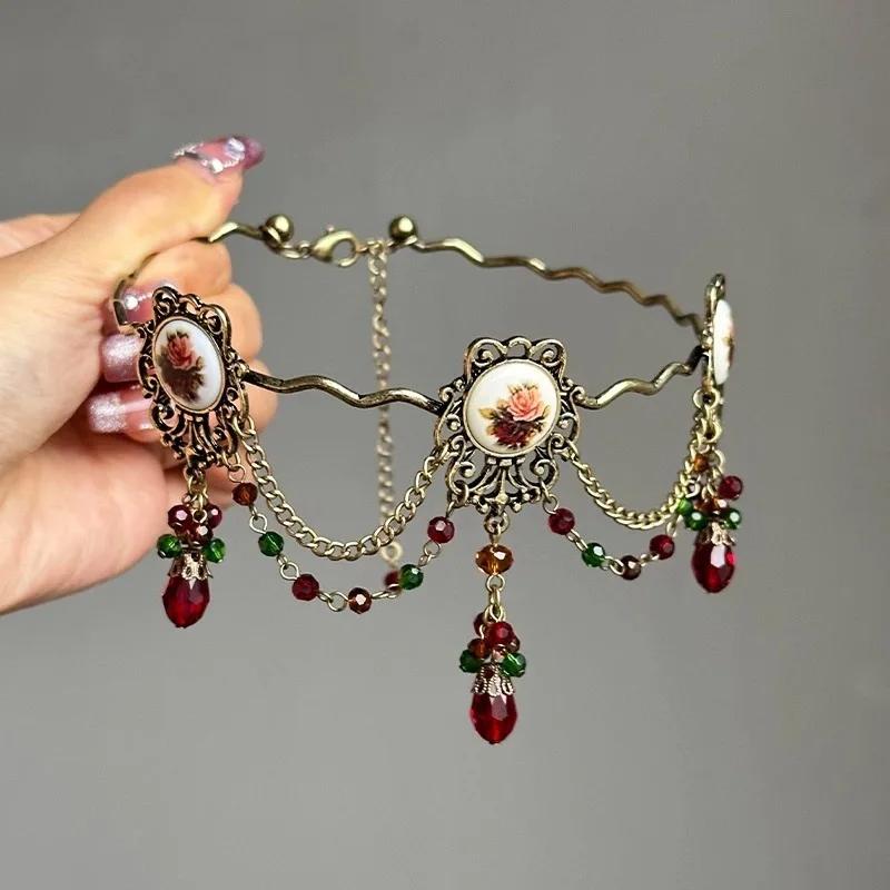 

Gothic Punk Rose Necklace Choker Fashion Exaggerated Niche Personality y2k Jewelry for Women Lady Party Cosplay Accessories