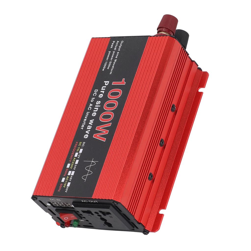 Power Inverter 1000W Pure Sine Wave DC 12V To AC 220V Overload Protection for Solar Wind Car Power