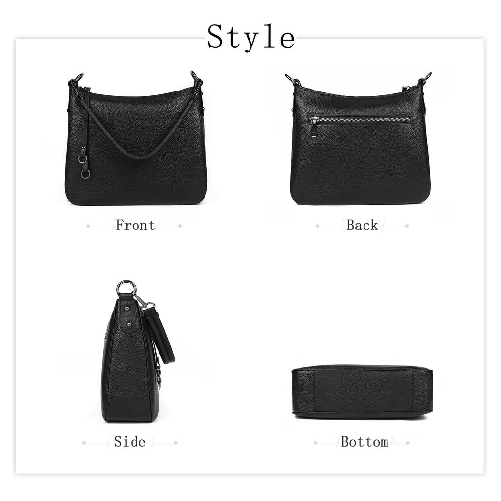 Genuine Leather Shoulder Bag for Crossbody With Zipper Large Commuting [MFFOR] Women, 2-way, Bag, Handbag, Crossbody, Shoulder, Handbag, Pocket,