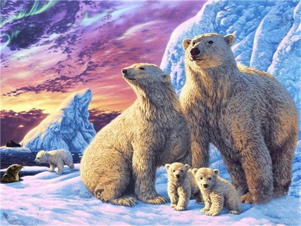 Full Square/round Diamond Painting Embroidery Polar Bear Home Decor Mosaic Cross Stitch Arctic Animal Wall Sticker