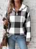 Neutral Plaid Print Hooded Long Sleeve Sweatshirt: Loose and Casual Autumn/Winter Women's Fashion
