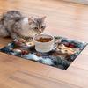 1 Pezzo Tappetino Asciugatura Ciotole Gatto di Natale, Carino Gattino Assorbente Tappetino Cucina, Impermeabile Antiscivolo Protezione Piano di Lavoro Decorazione Casa