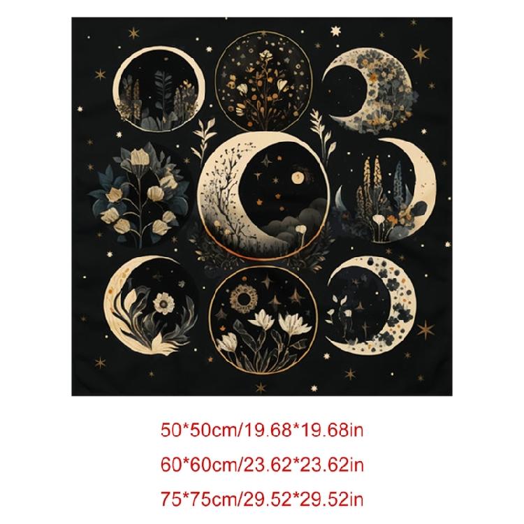 Moon Flower Astrology Tablecloth Altars Cloth Square Divinations Card Table Cloth Witchcrafts Deck Cloth Enduring