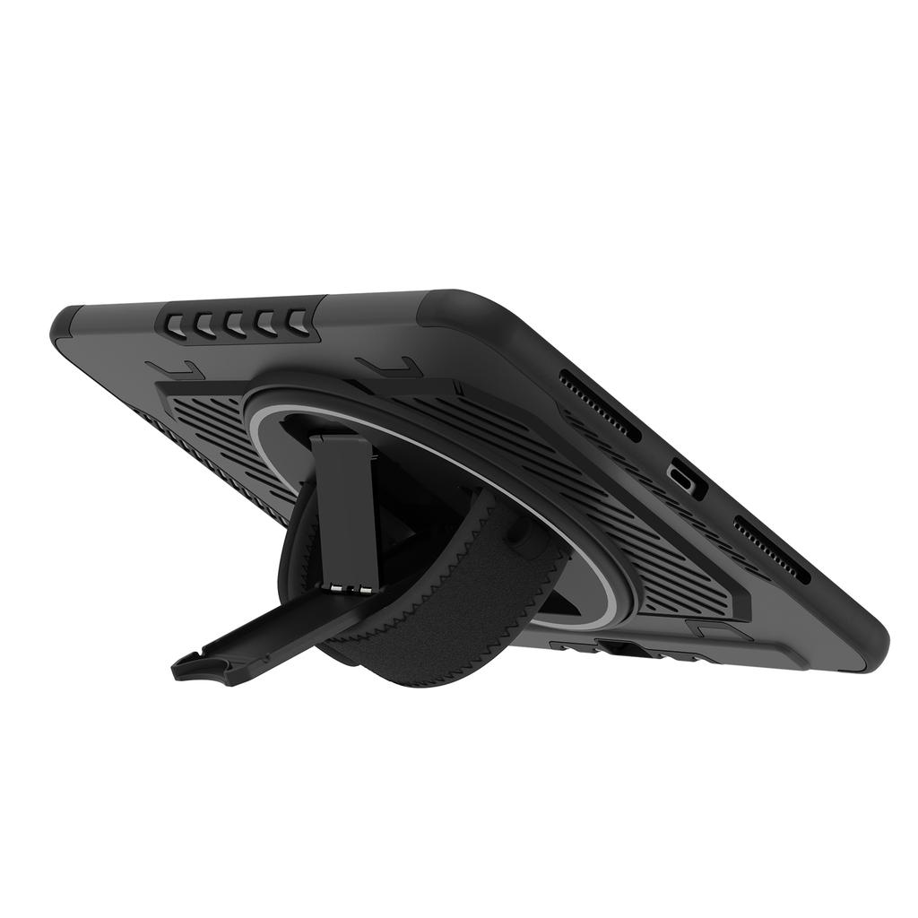 For iPad Pro 11 (2024) Case Kickstand PC+TPU Shockproof Tablet Cover with Hand Strap