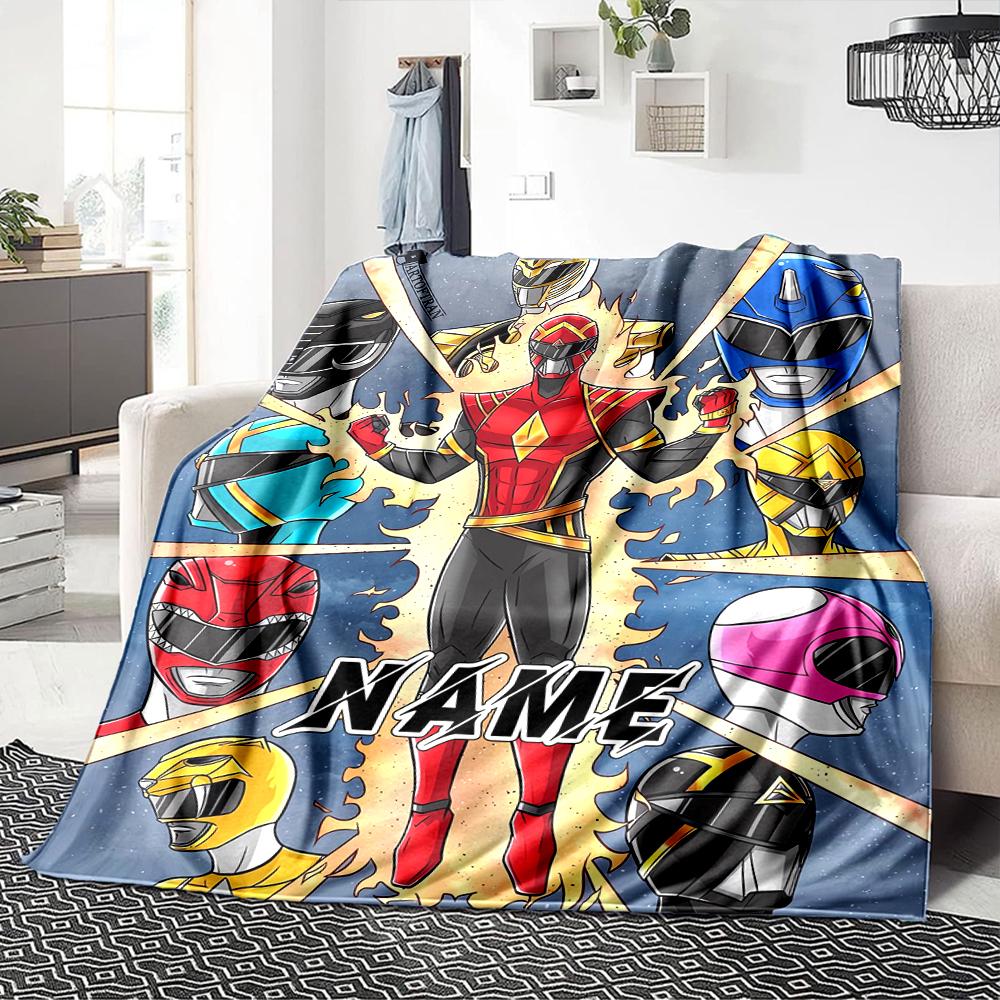 Custom Name Power Rangers Adventure Party Blanket For Couch Bed Plush Cozy Fuzzy Blanket Super Soft Warm Blankets For Fall And Winter 0916263