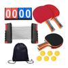 Table Tennis Set, Table Tennis, Ping Pong, with Telescopic Net, 4 Rackets, Doubles, 13-piece Set