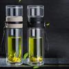 Tee-Wasserflasche aus Borosilikatglas, doppelschichtig, Tee-Wasserbecher, Teesieb, Becher, Trinkgeschirr, Wasserflasche mit Teefilter