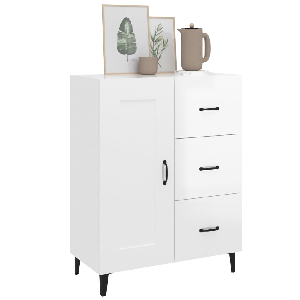Sideboard High Gloss White 69.5 x 34 x 90 cm Engineered Wood