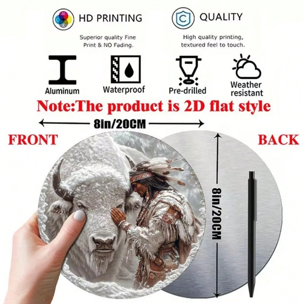 

Vintage Buffalo Metal Wall Art Round Sign Home Decor Holiday Gift різнокольоровий