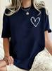 Women's Minimalist Heart Print T-Shirt Comfortable and Breathable for Daily Wear Minimalist Heart Print Casual Sport T-Shirt
