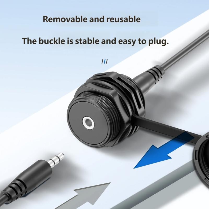 IP68 Waterproof 3.5mm Auxiliary Panel Mount Socket 3.5mm TRS Threaded Connector With Protective Cap For Harsh Environment