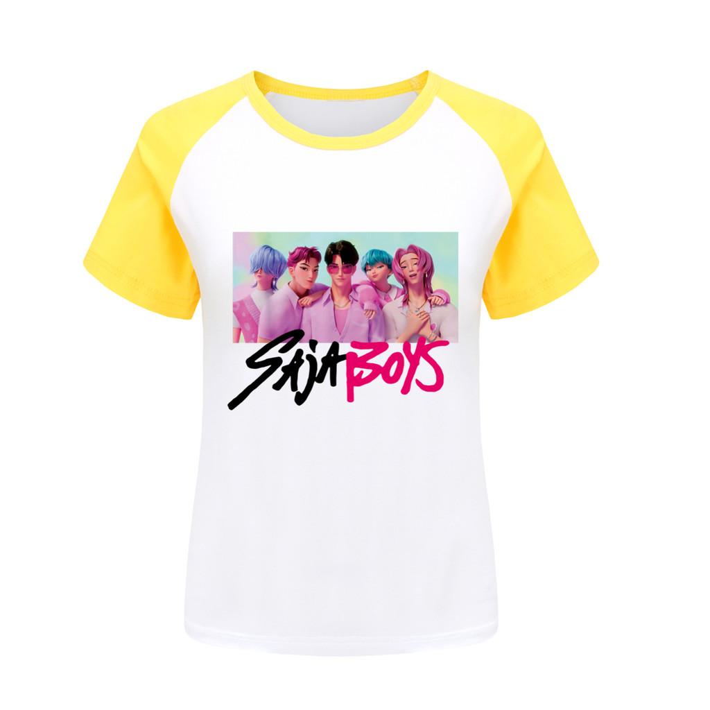 

5028 Kids Girls Sajaboys Rumi Zoey Mira Print Raglan Short Sleeves T-Shirt 170cm жёлтый
