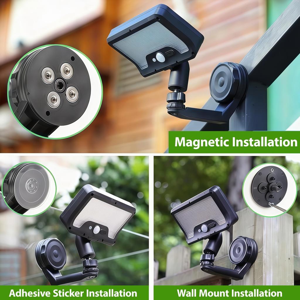 Magnetic Solar Light Outdoor Motion Sensor, Semi Embedded Installation, Solar Charging, Suitable for Courtyards, Terraces, Fences, and RVs